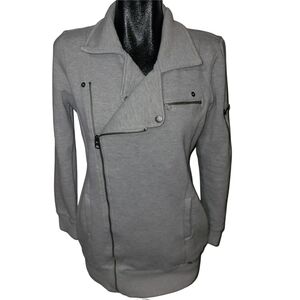 Triple Five Soul Gray Asymmetrical Zip-Up Collared Sweater Jacket XL